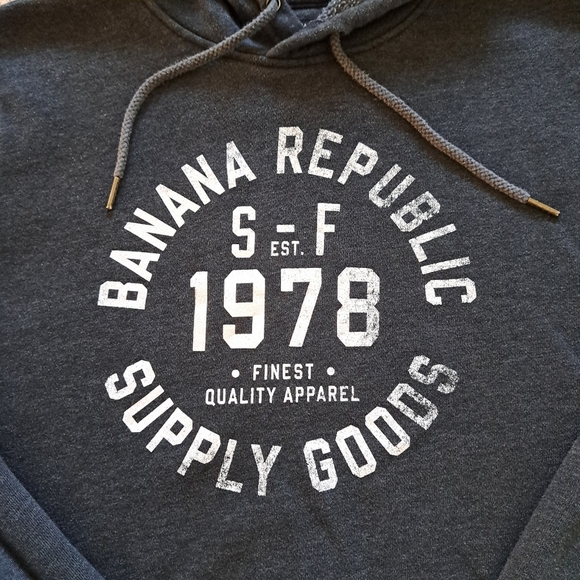 Banana Republic Factory Grey Hoodie Sweatshirt Men's Medium Unisex - Picture 3 of 8